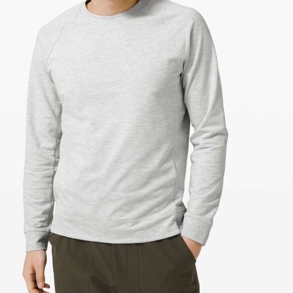 Lululemon Sweatshirt Mens Small City Sweat Crew Heathered Ultra Light‎ Grey - Picture 1 of 6